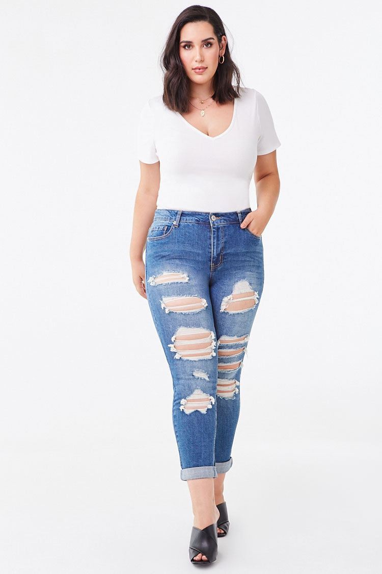 plus size ripped jeans