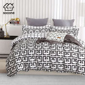 Socone Elegant King Size Bedsheet Set, Black and White