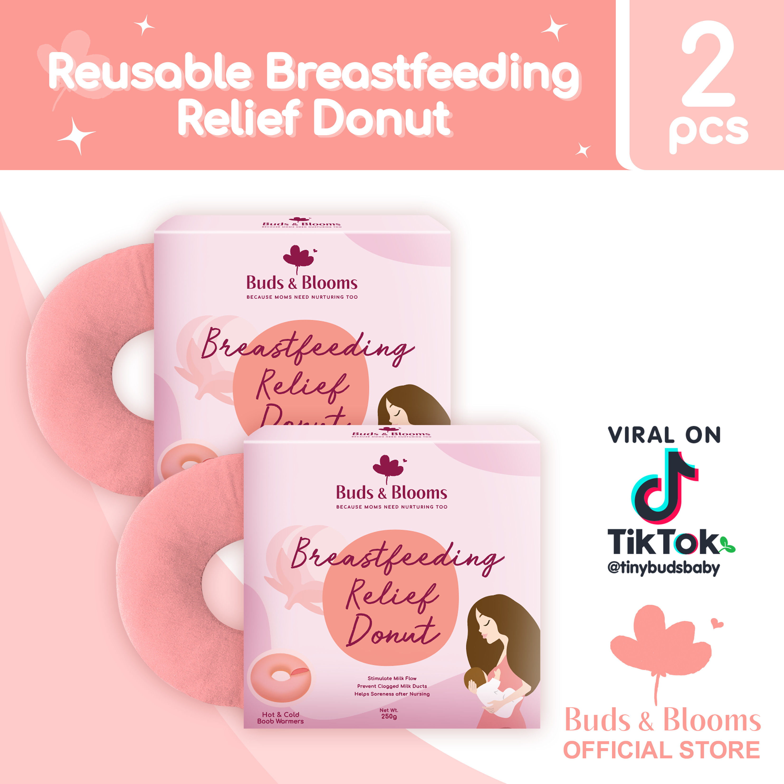 Buds & Blooms Reusable Breast Relief Doughnut Pair (Peach) Lazada PH