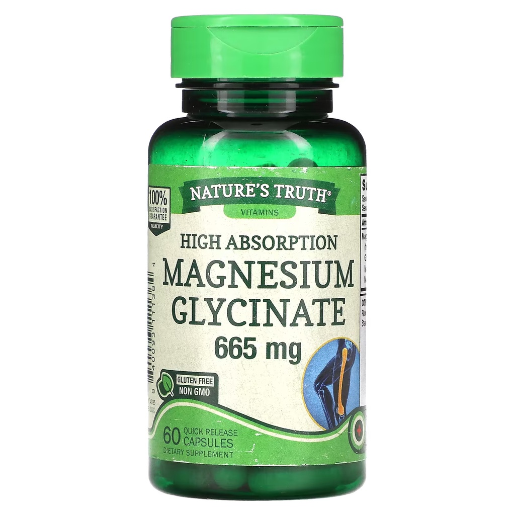 Nature's Truth Magnesium Glycinate High Absorption 665 mg 60 Quick ...