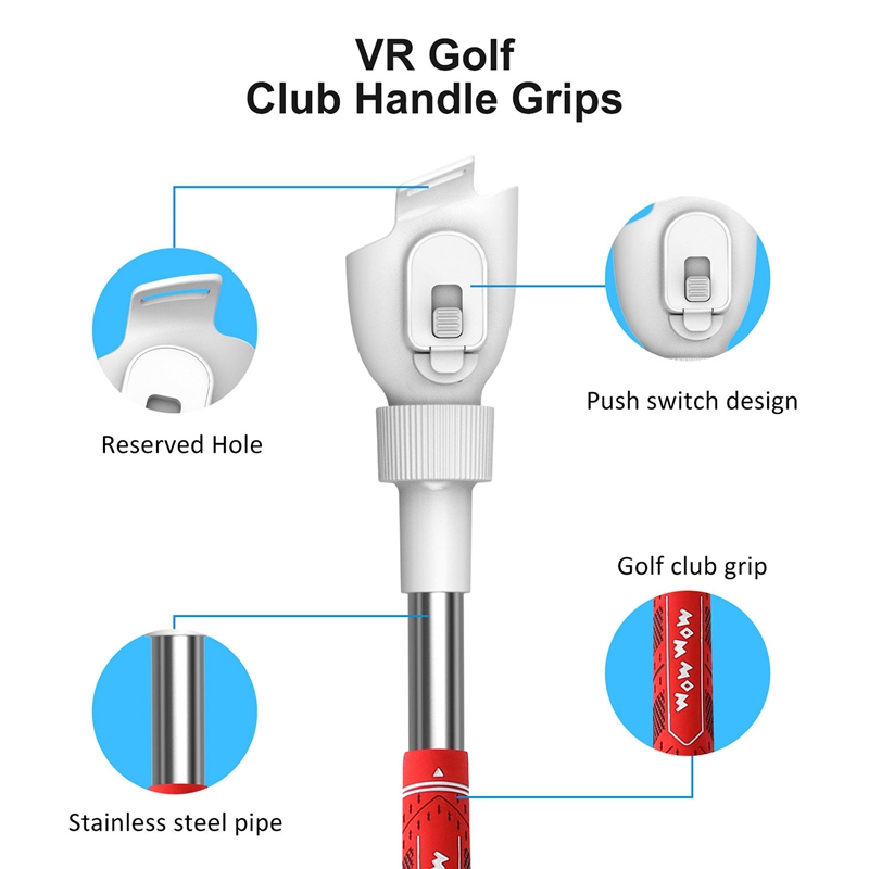 VR Golf Club Adapter Plastic VR Golf Club Adapter Controller Grips Stick Handle for Oculus Quest 2 Rift S Golf Club Attachment for Oculus Quest 2 VR