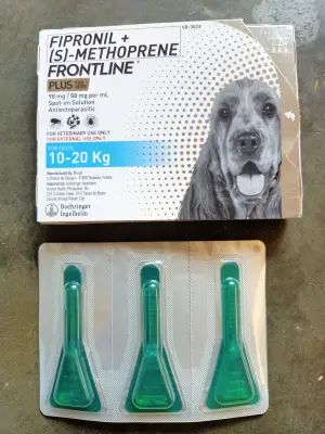 Frontline Plus for Dogs and Puppies 1 BOX 1O - 20 KG (3 pippets) legit made n France Fipronil + Methoprene