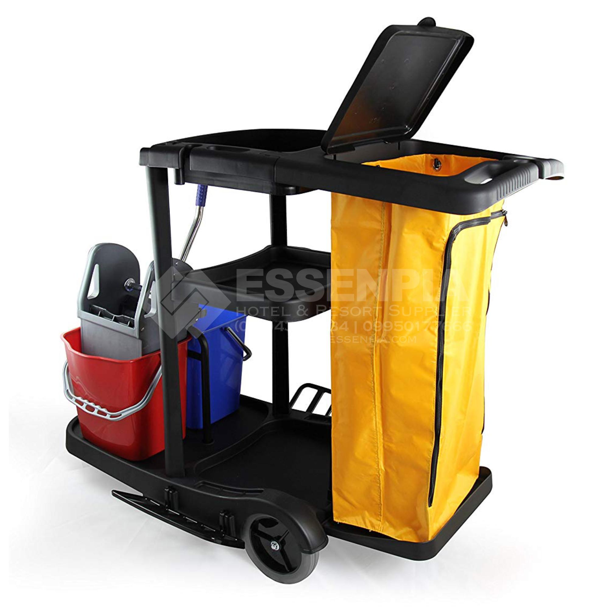 JANITORIAL CART (BLACK) Cleaning Cart with Bucket/Wringer Cleaning