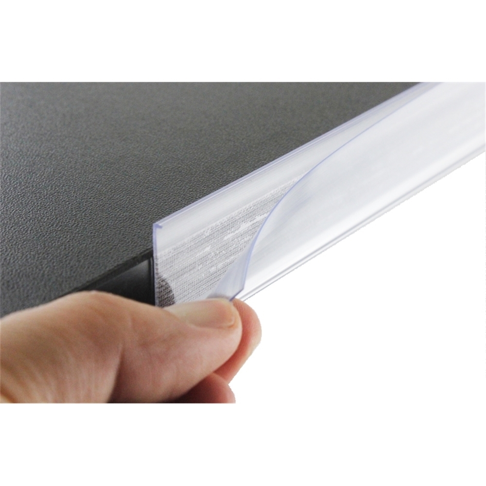 Selfadhesive Data Strip Label Holder, Tray Rack Shelf Display Clear