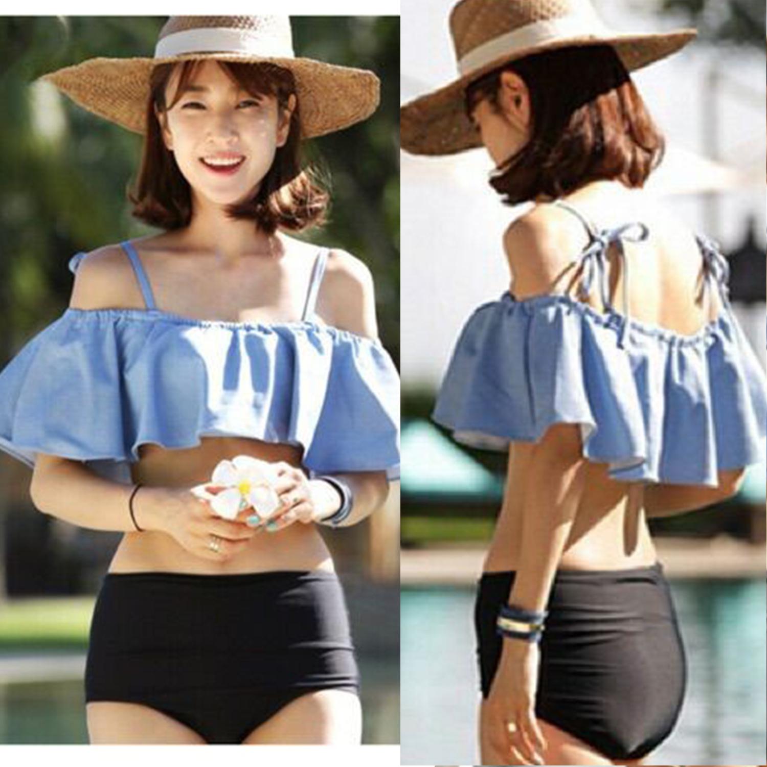 Offshoulder Two Piece Bikini Two Swimwear Bikini Swimwear Bikini Set Swimsuit Cute Simple One Piece Bikini Korean Swimwear One Piece Bathing Suit Women Swimwear Summer Outfit Lazada Ph