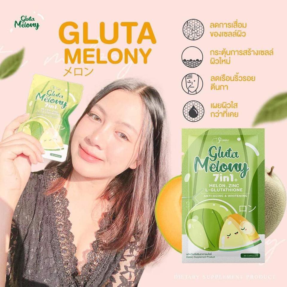 Gluta Melony 7 in 1 + 60 Capsules AntiAging Whitening Melon Powder
