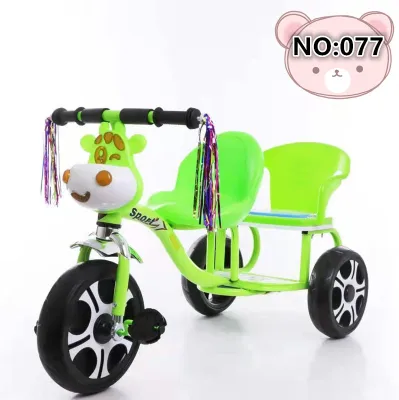 With music Baby stroller tricycle for kids, Two-seater cartoon tricycle bike for kids girls pedal