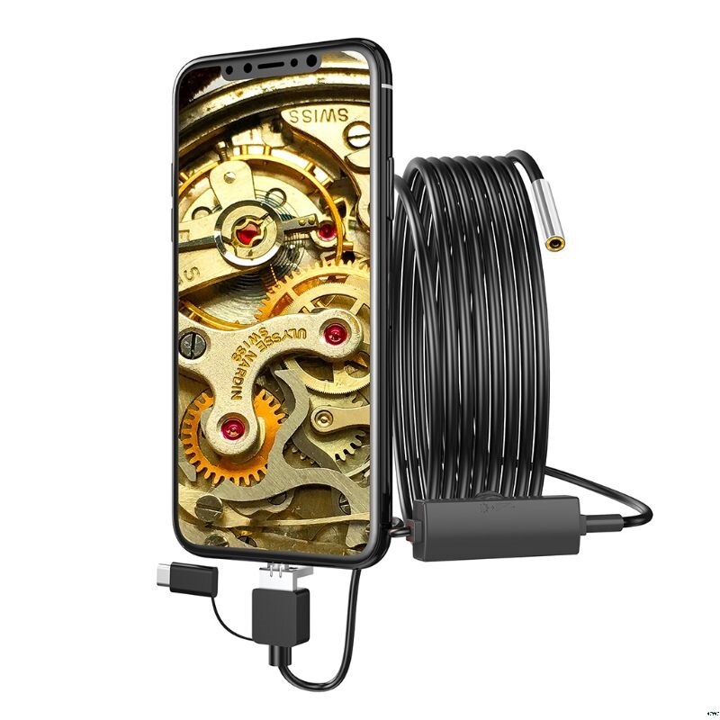 USB Endoscope 3 in 1 Borescope 3.9mm Ultra Thin Waterproof Camera Micro USB and Type C for Android Phone Windows PC Mac
