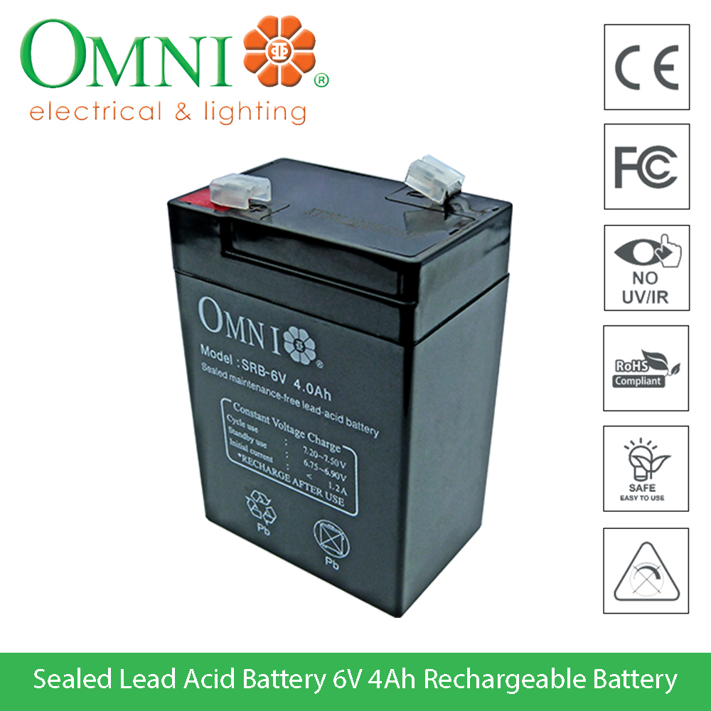 OMNI Sealed Lead Acid Battery 6V 4Ah SRB6V4 Rechargeable Battery