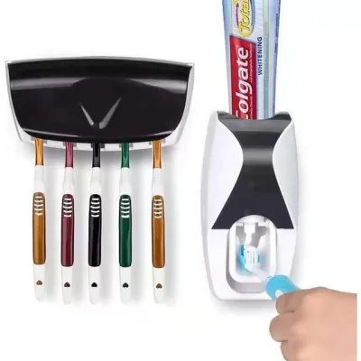 TW.Ph Toothbrush Case Holder Wall Mounted Automatic Toothpaste Dispenser