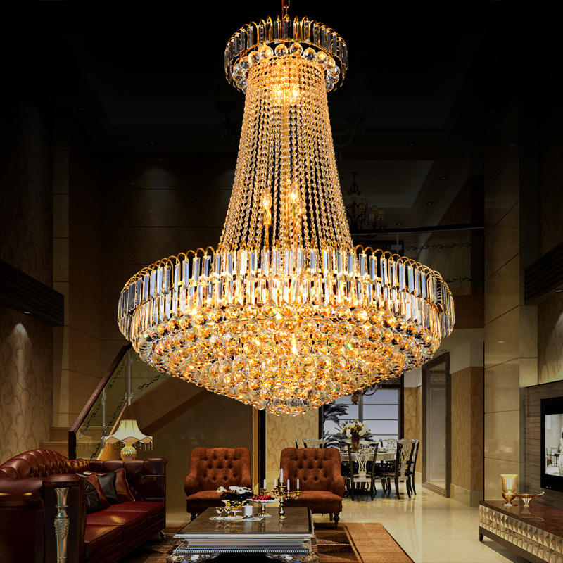 Luxury Golden Crystal Chandelier Light Stair Light LED Flush Chandelier ...