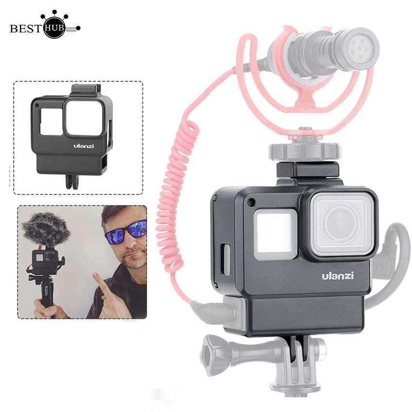 ULANZI V2 Multifunctional Vlogging Case w Cold Shoe Mount for Microphone LED Video Light,Wire Connectable Frame Housing Shell Cage Compatible w Gopro Hero 7 6 5 Action Camera Video and Vlog Creator 
