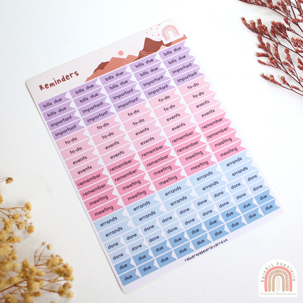 Reminders Tab Sticker Sheet Planner Sticker Journal Sticker