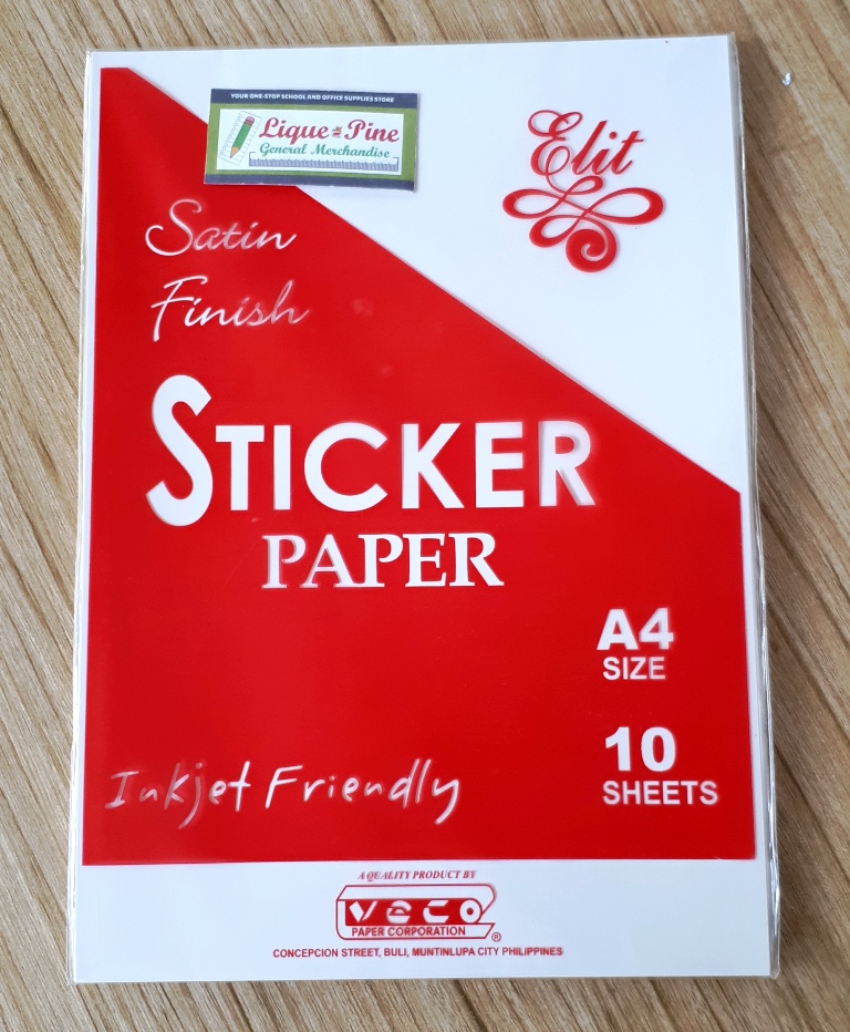 Elit Sticker Paper Satin Finish A4 10 Sheets per Pack