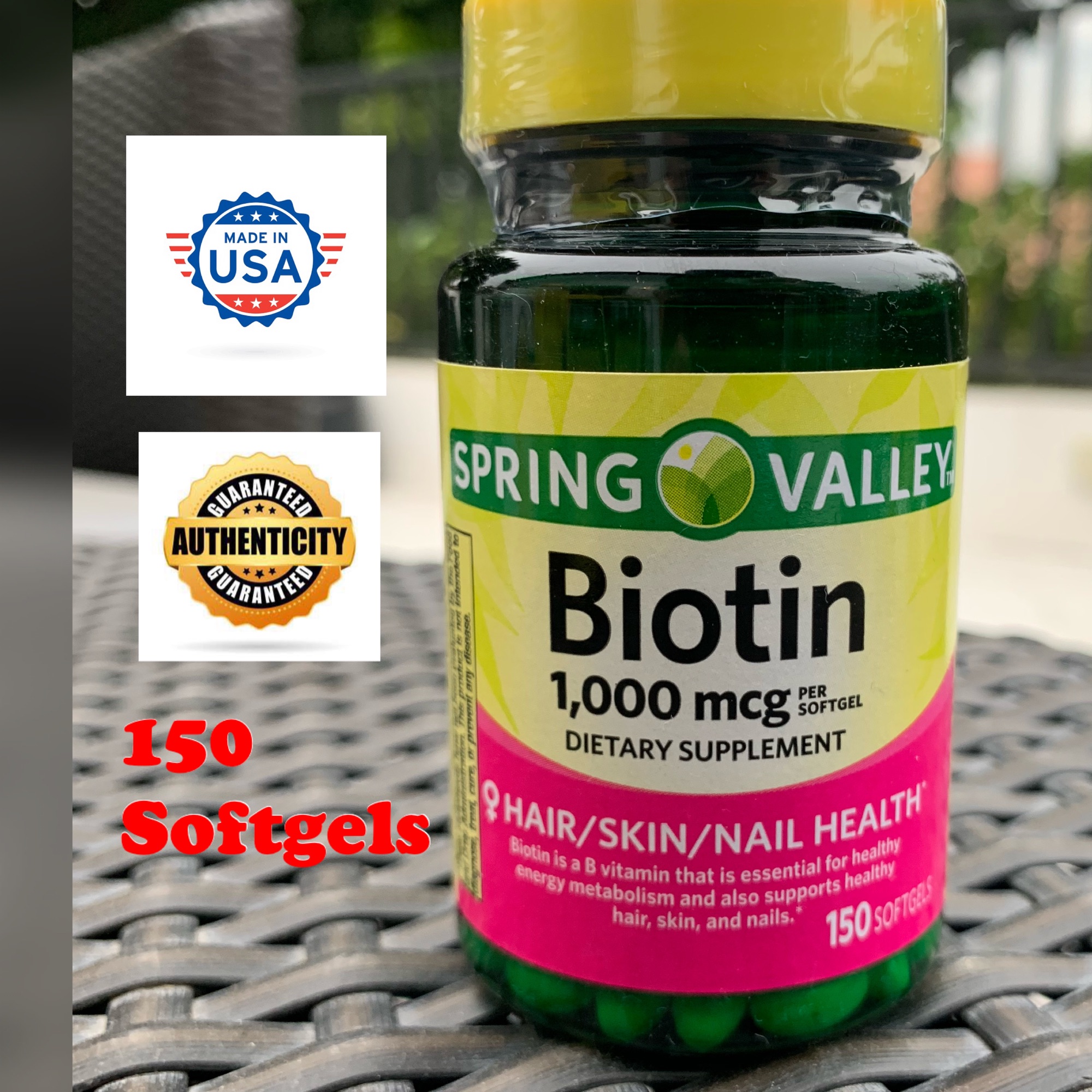 Spring Valley Biotin Softgels, 1000mcg, 150 Count Made in USA: | Lazada PH