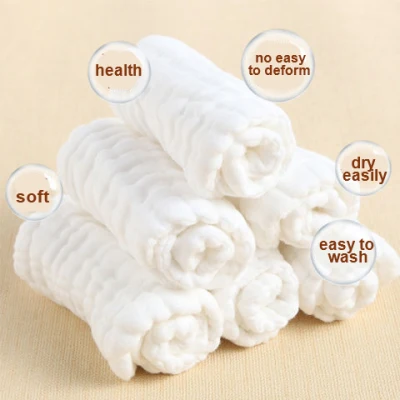 10 layers infant washable cotton cloth diaper white diaper insert baby 100% cotton reusable cloth diaper