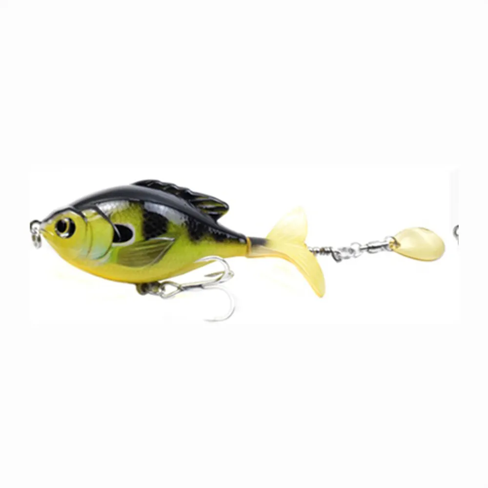 LIXADA 3.7in / 0.60oz Topwater Wobbler Bait Lifelike Gold Fish Artificial Crankbait with Rotation Tail Hard S Swimming Action Fishing Lure Soft Rotating Tail Floating Bait VIB Bait Crankbait 3D Eyes Bionic Fishing Lures Hook with Treble Hooks Tackle