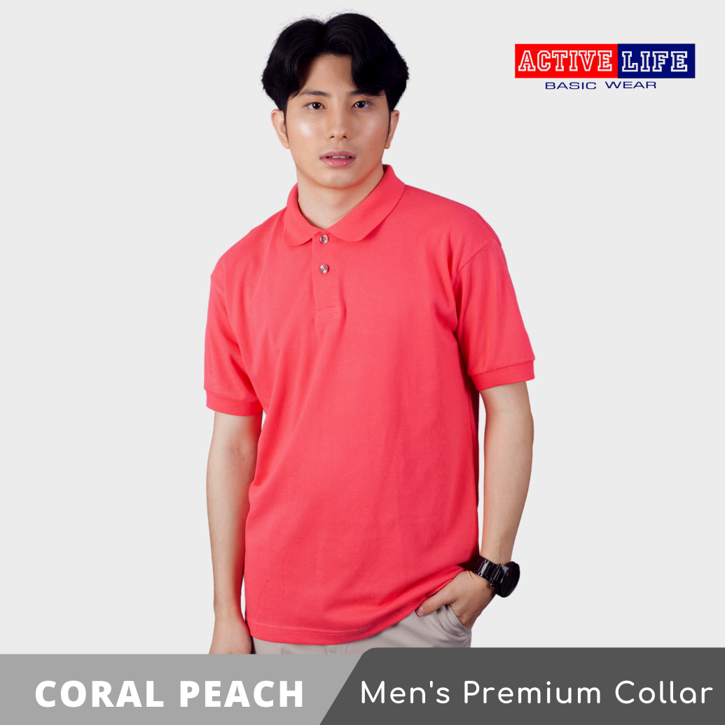 Active Life Premium Men's Polo Shirt (Honeycomb) - Coral Peach | Lazada PH