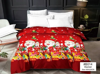 Sale Blanket Red Christmas Snowman Design Cotton Bed Blanket Kumot 180cm*220cm King Size Bedding COD