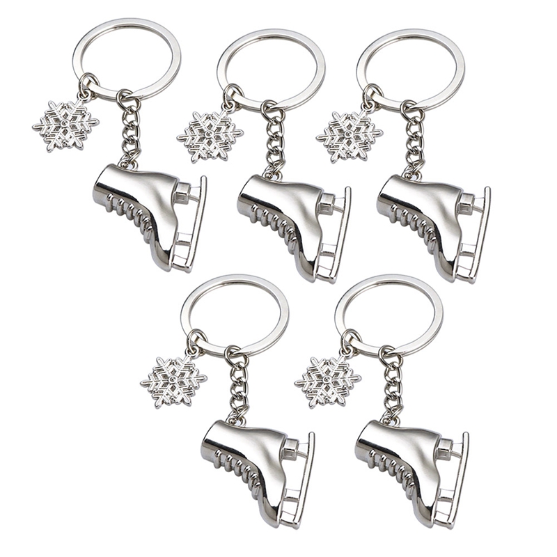 5 Pack Ice Skates Snowflake Keychain Gift 3D Skating Skate Shoe Key