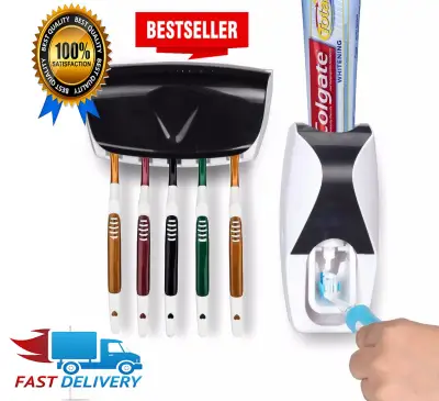 HYJ Wall Mount Automatic Toothpaste Dispenser and Toothbrush Holder Multicolor
