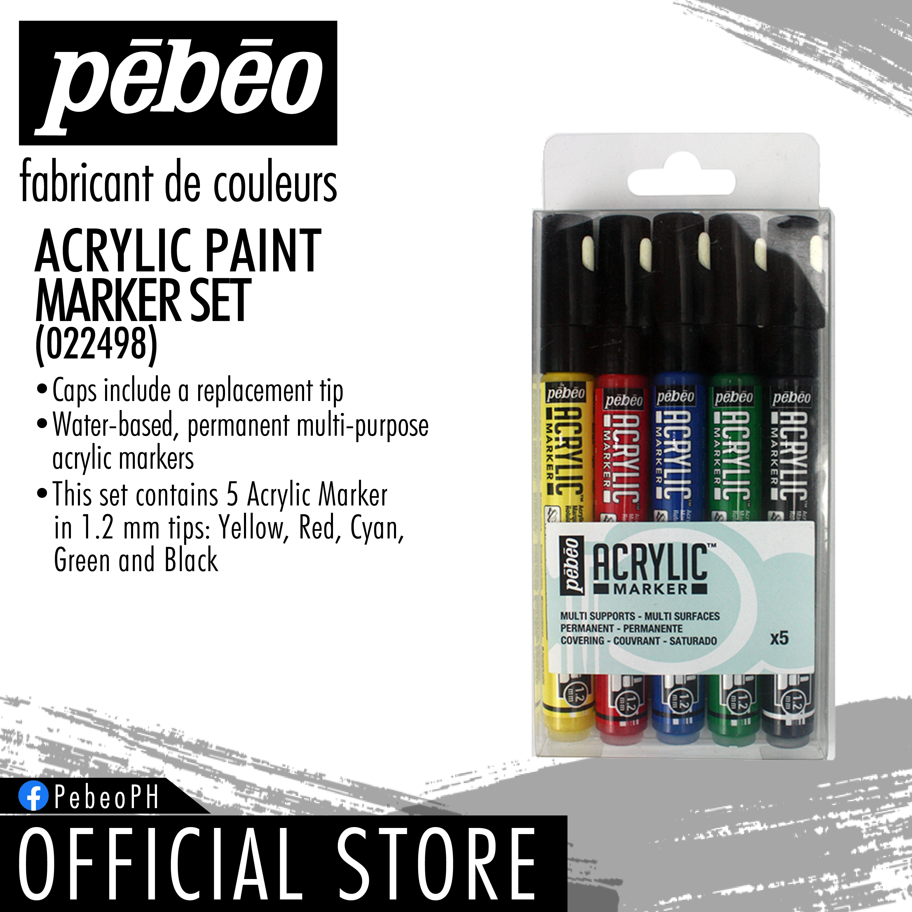 Pebeo Acrylic Marker Set of 5