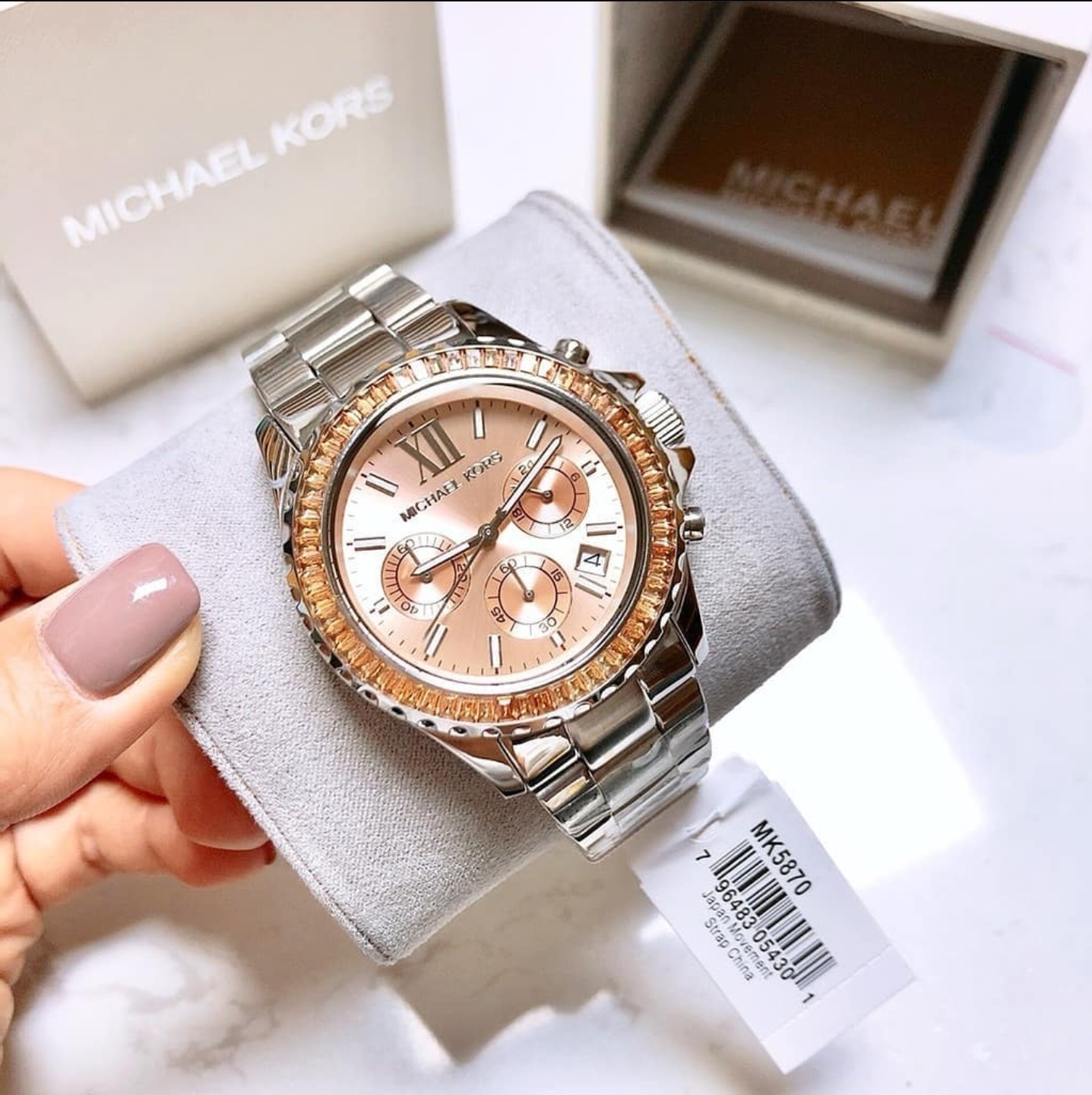 Authentic Michael Kors Everest Chronograph Gold Dial Stainless Steel ...