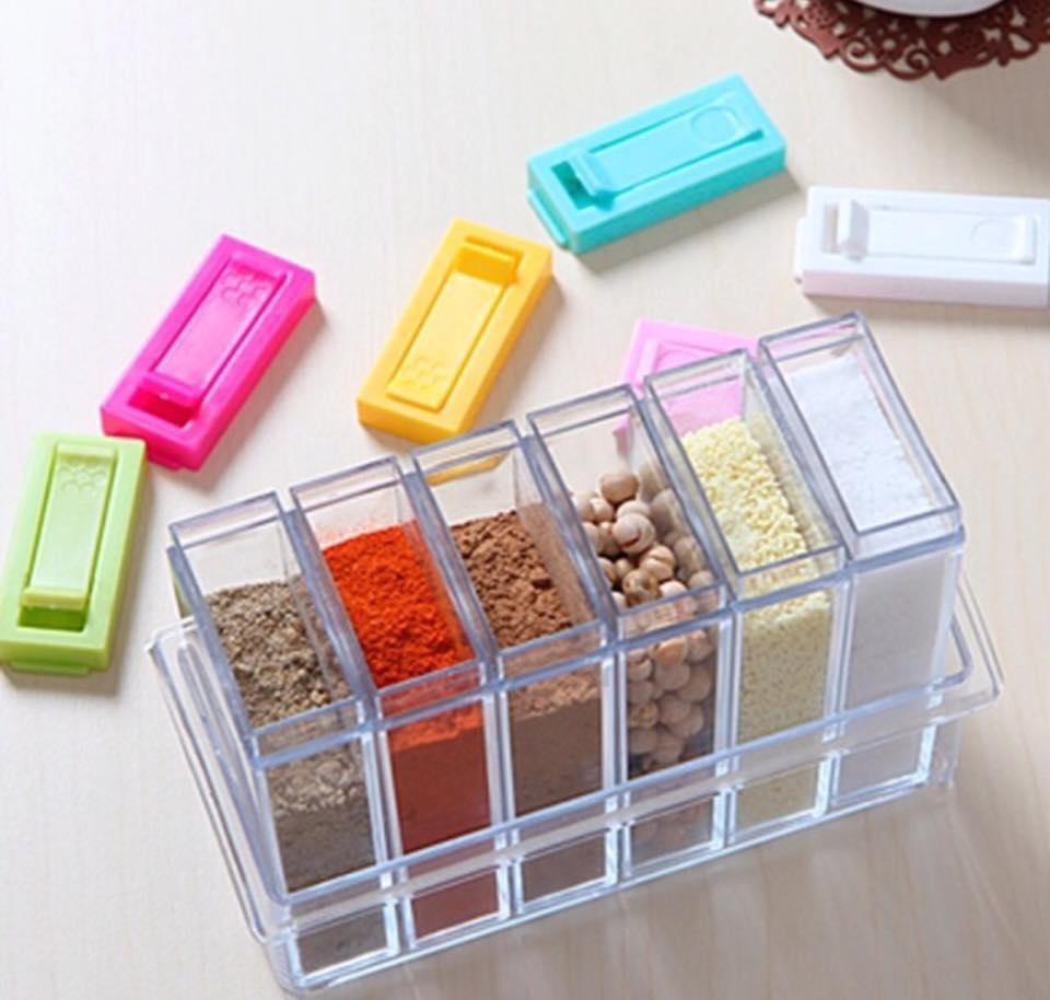 6pcs Seasoning Bottle Jar Condiment Storage Container Box