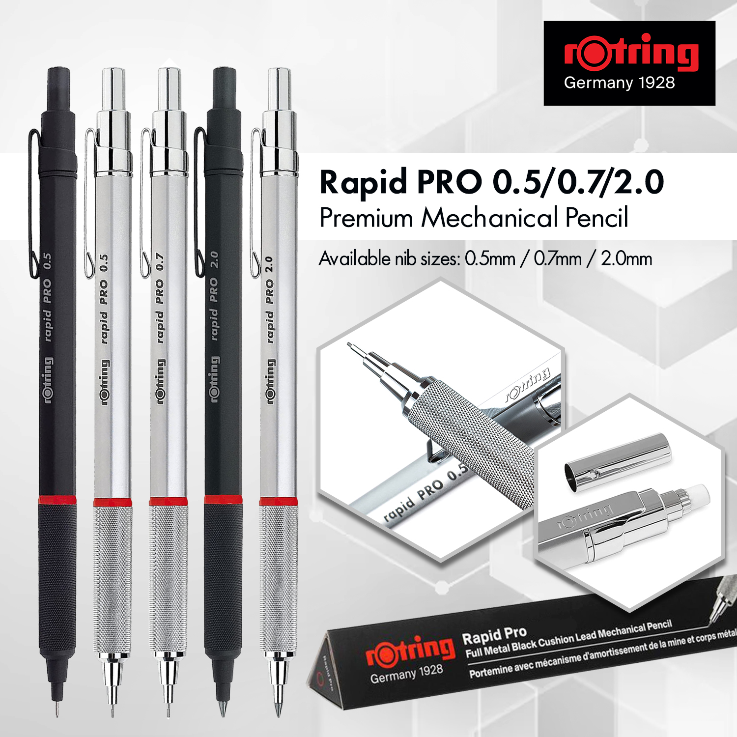 Rotring Rapid Pro 2.0mm Mechanical Pencil - Black