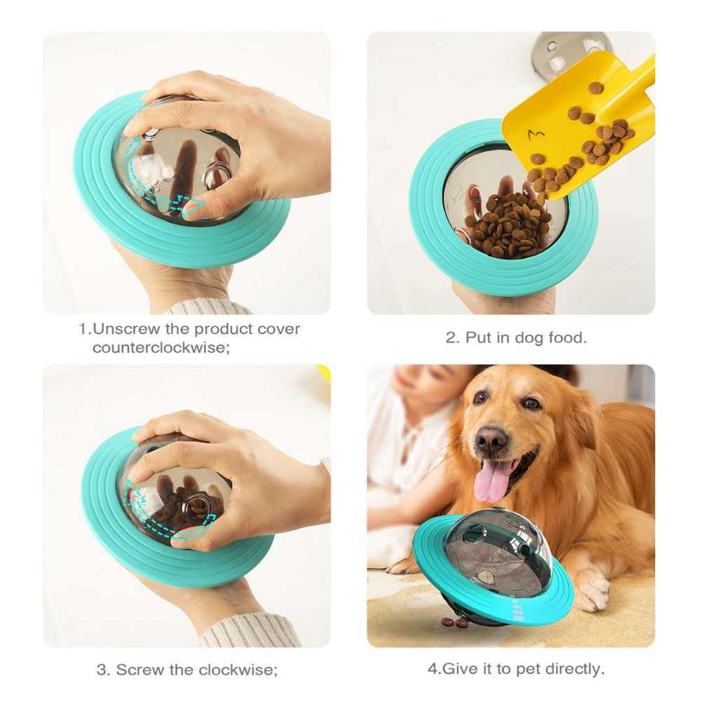1pc Yellow Abs Dog Food Dispenser Toy & Cat Slow Feeder Interactive  Swinging Leakage Treat Ball Pet Toy