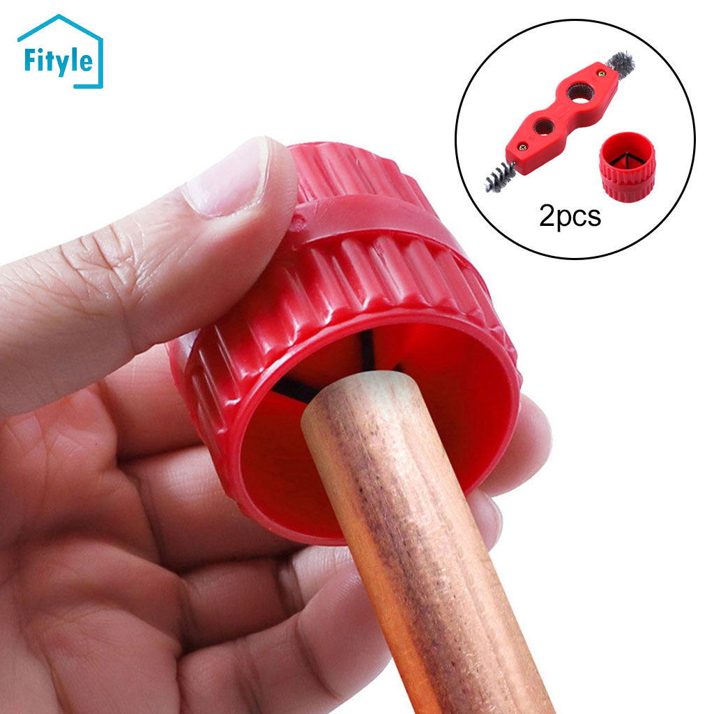 Fityle 4 in 1 Copper Pipe Cleaner and Reamer Pipe Deburring Brush Pipe Cleaner Tool Rust Removal