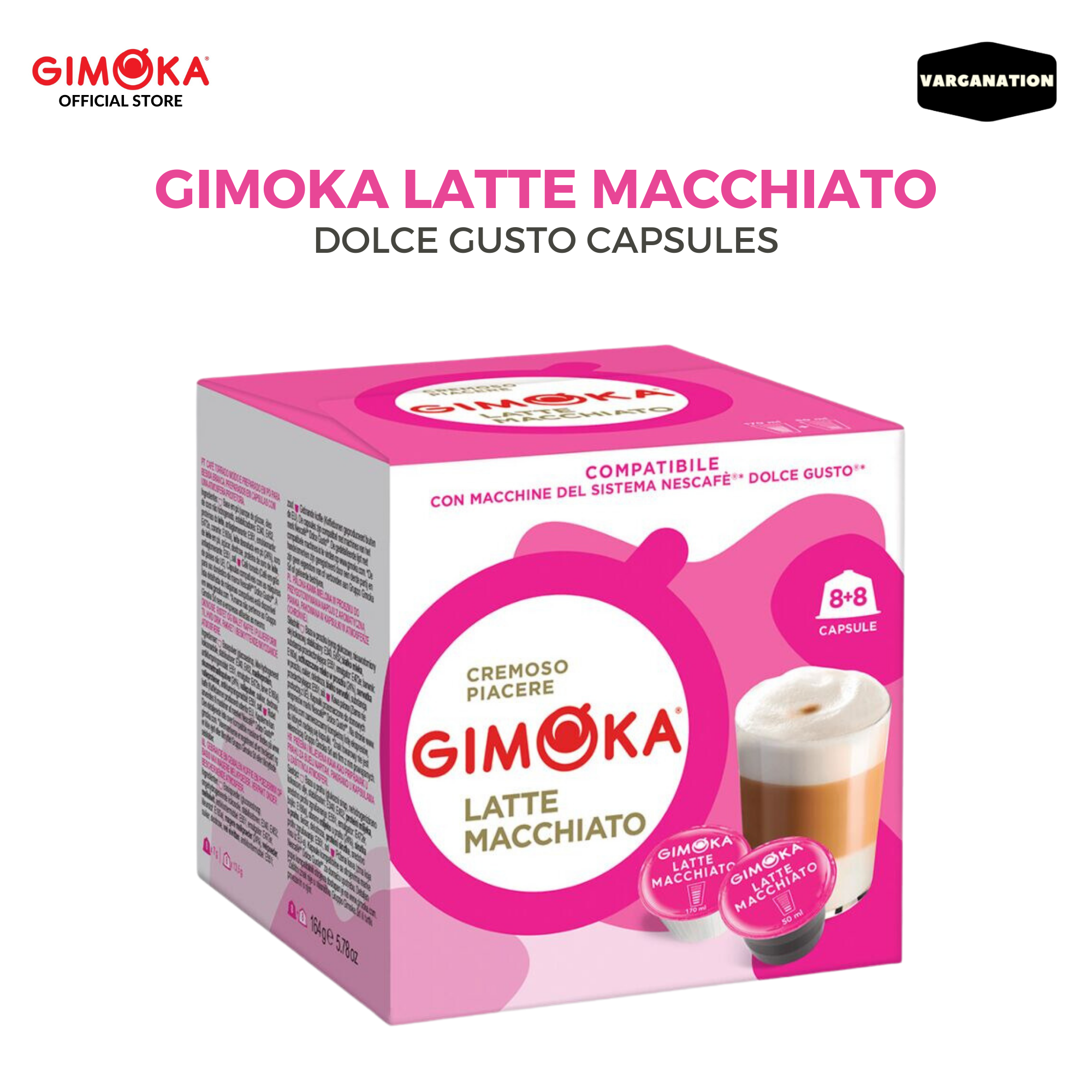 Gimoka Dolce Gusto Coffee Capsules with Milk Cappuccino, Cafe Au Lait