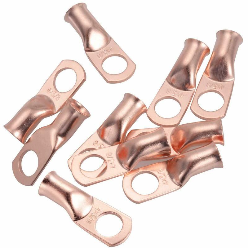 20Pcs 4 AWG Gauge 5/16" Hole Ring Terminal Lug Bare Copper Uninsulated Connector 