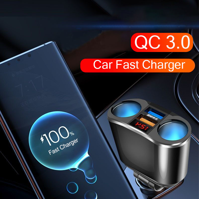 4 In 1 Car fast charger 12v 24v charger Car Lighter Socket Adapter