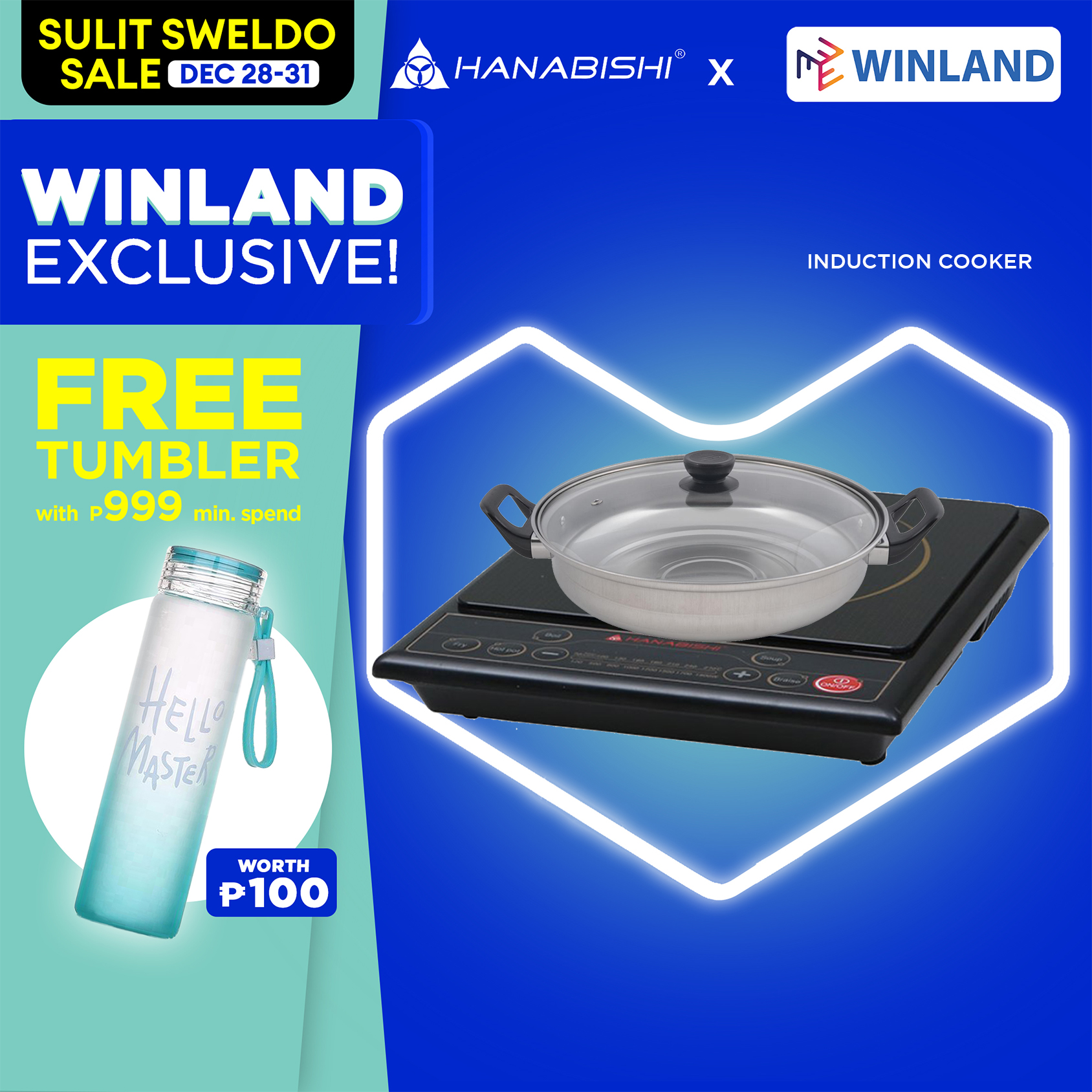 HANABISHI by Winland Induction Cooker with FREE Stainless Pot HIC90
