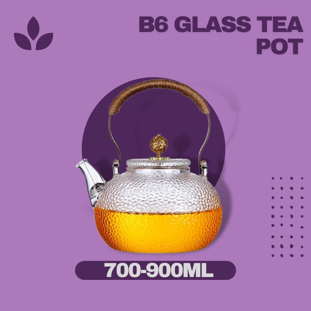 B6 Hammershaped glass teapot with beam lift can be heated by electric