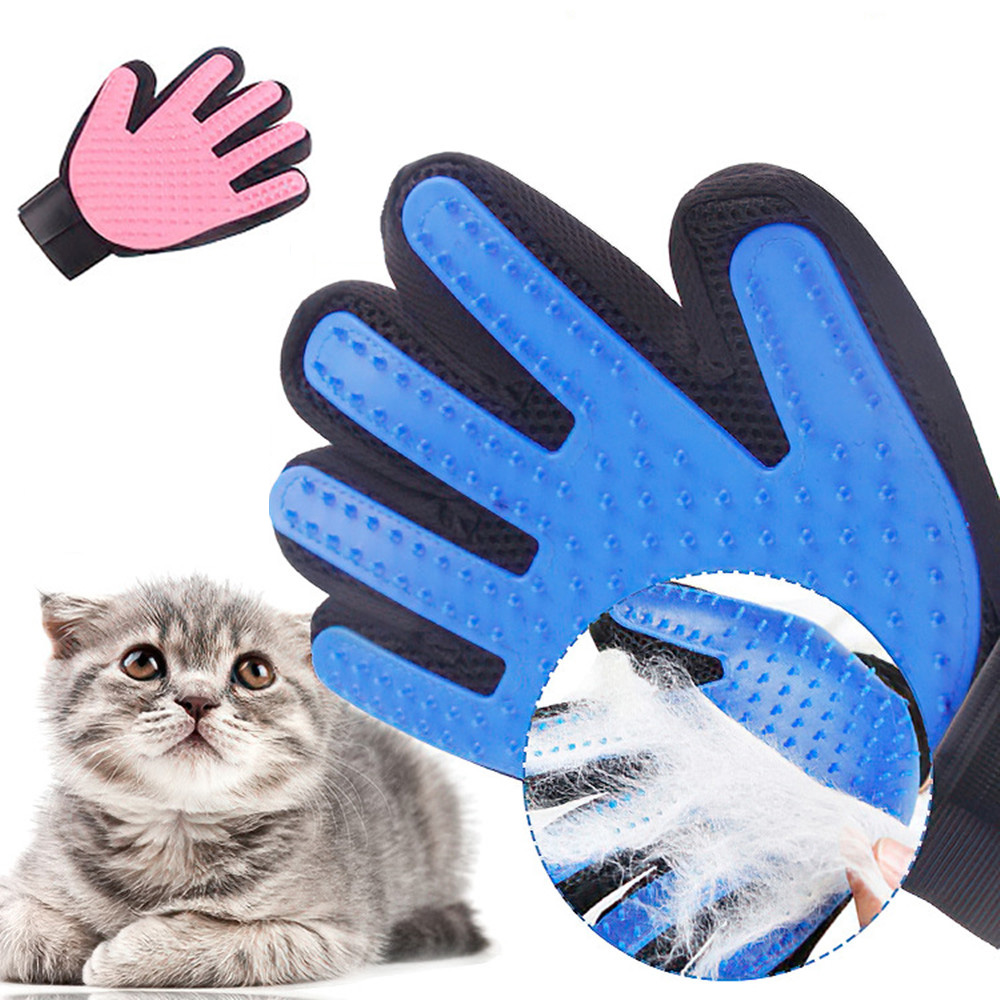 Universal True Touch Pet Grooming Gloves Brushes Dogs Cats Fur Hair Removal Massage Mitt