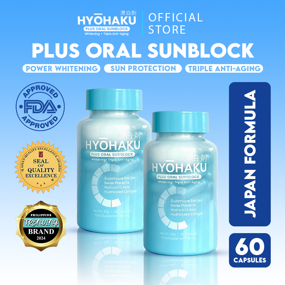 hyohaku glutathione Hyohaku Plus Oral Sunblock Whitening Glutathione 5th Gen Anti-Aging Natural Sunscreen Capsules - Pack of 2 Triple Anti-Aging Power With Swiss Placenta - Lazada