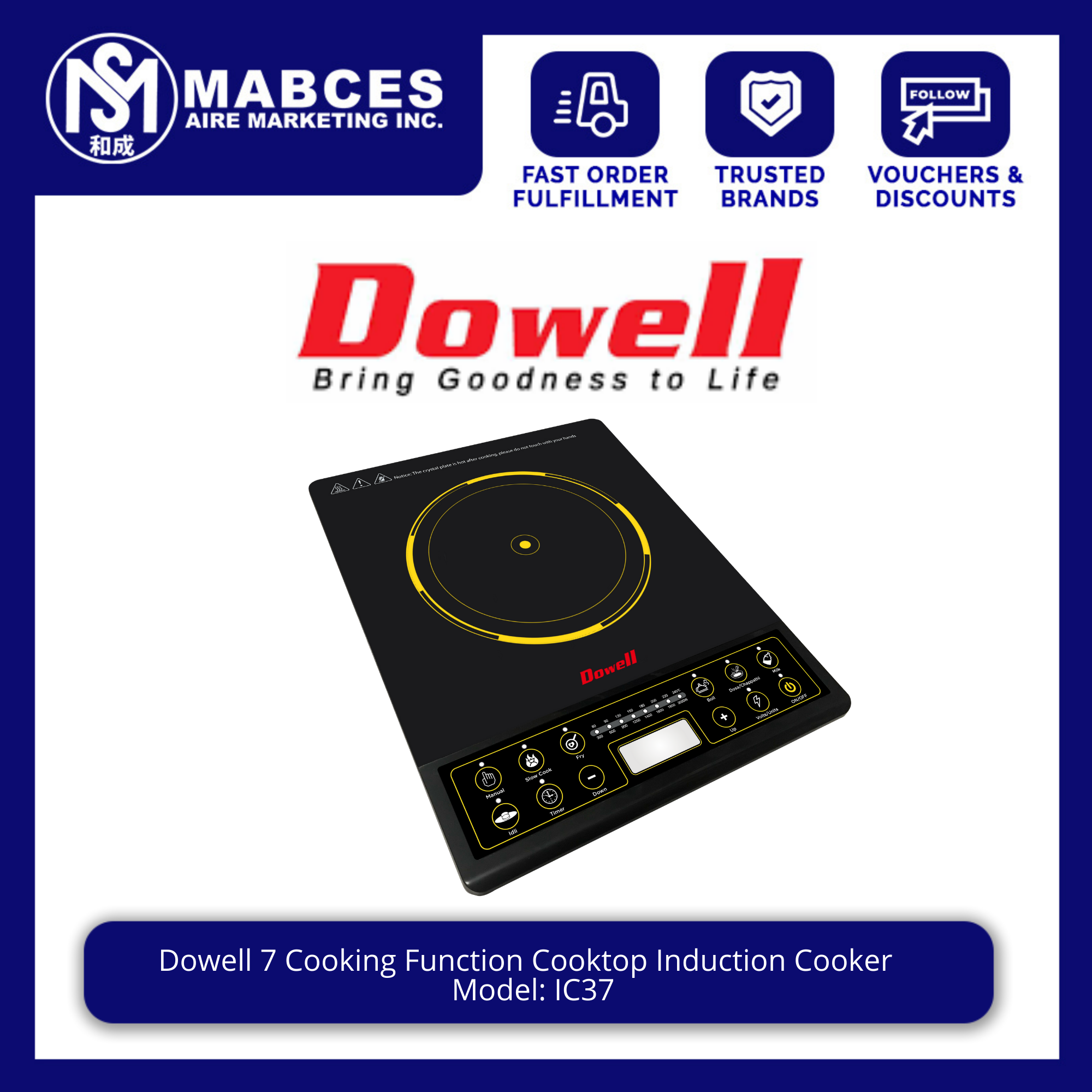 Dowell IC37 Induction Cooker 7 Cooking Function Cooktop Lazada PH