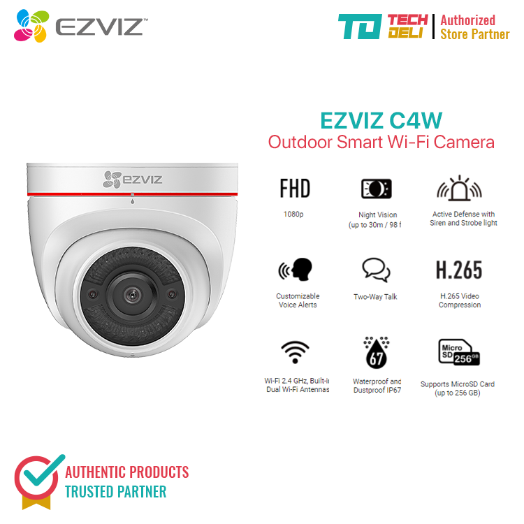 ezviz c4w 1080p outdoor smart home turret camera