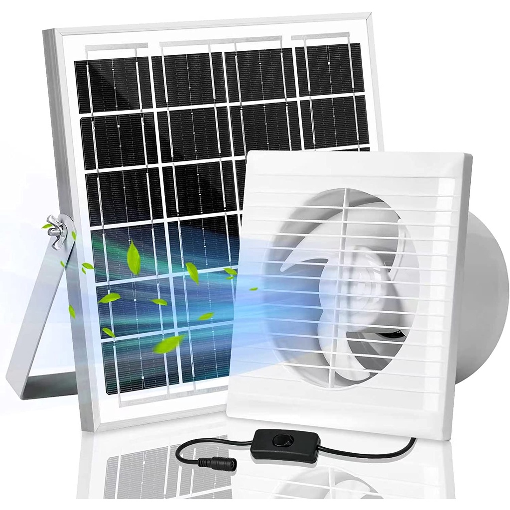 Solar exhaust fan, 8W waterproof solar panel+8-inch louver exhaust fan,  used for wall-mounted ventilation and cooling ventilation of greenhouse,  shed, garage, attic, barn and works | Lazada PH