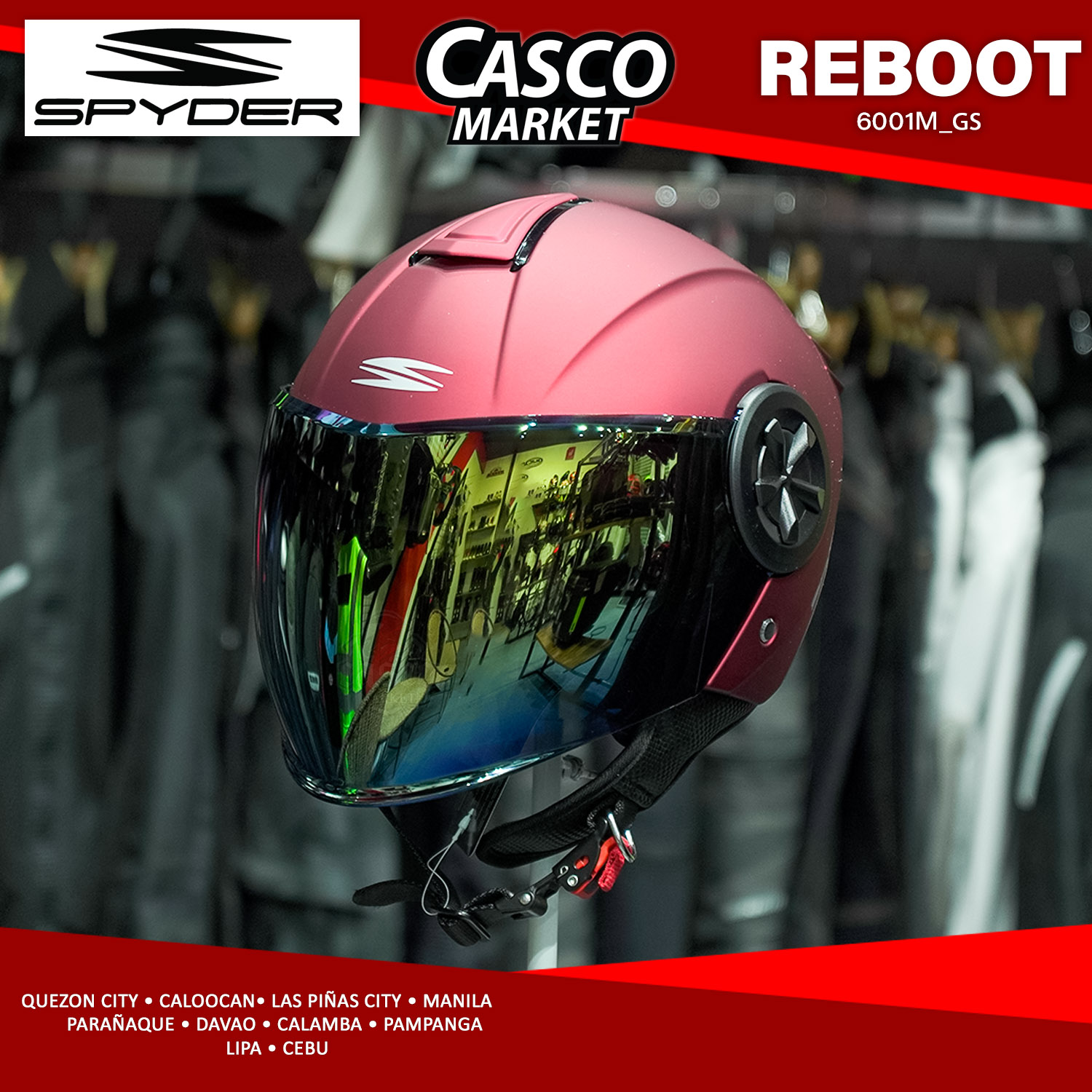 SPYDER REBOOT2 P HALF FACE SINGLE VISOR MOTORCYCLE HELMET (WITH