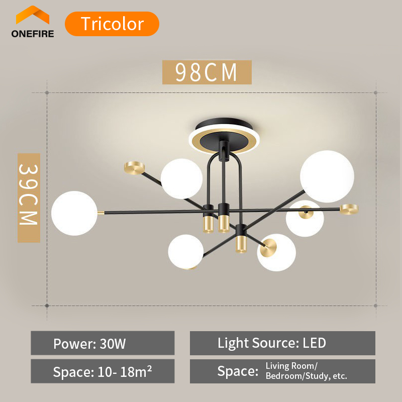 Tricolor Nordic Chandelier MultiHead Led Ceiling Light Living Room