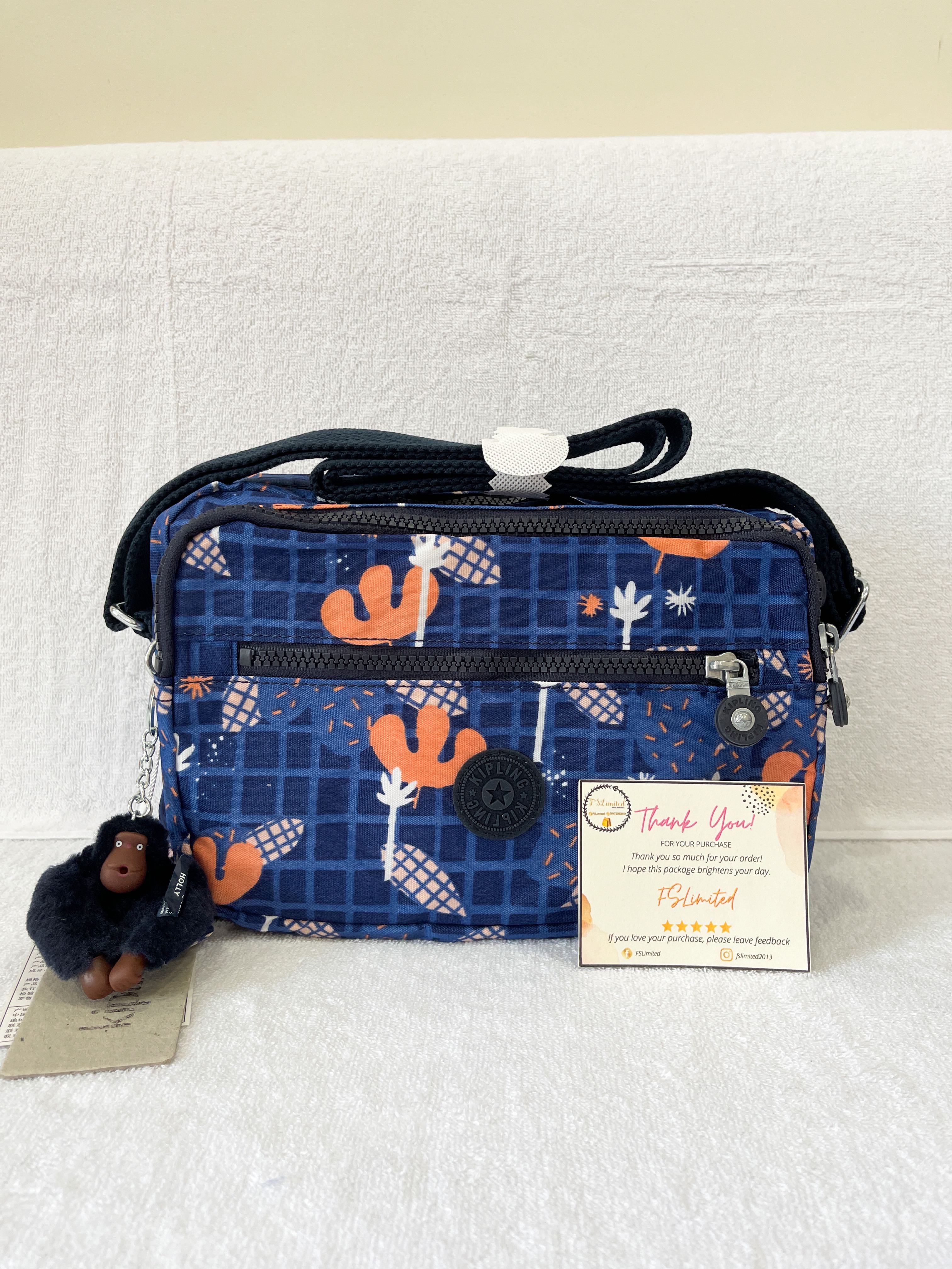 Authentic Kiplings Crossbody Bag Non removable adjustable strap