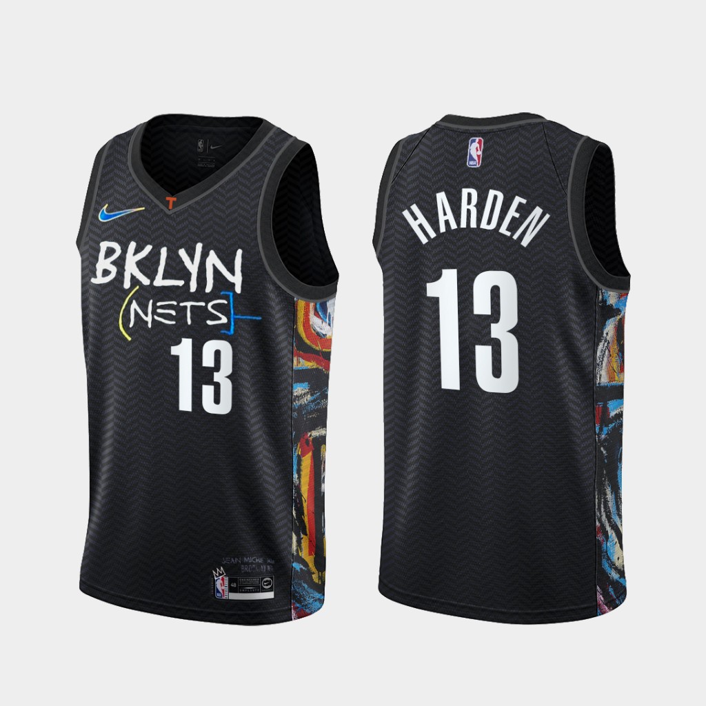 Nba Men S Brooklyn Nets 7 Kevin Durant 11 Kyrie Irving 13 James Harden 2020 21 City Edition Honor Basquiat Black Jersey Lazada Ph