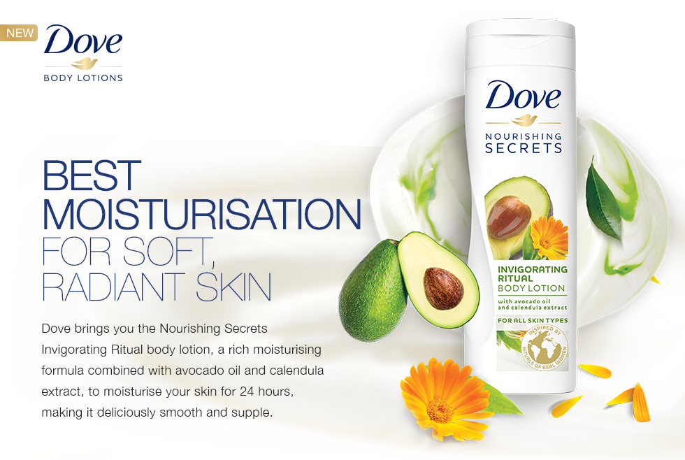 Dove Nourishing Secrets Lotion Invigorating Ritual- Avocado Oil and  Calendula Extract