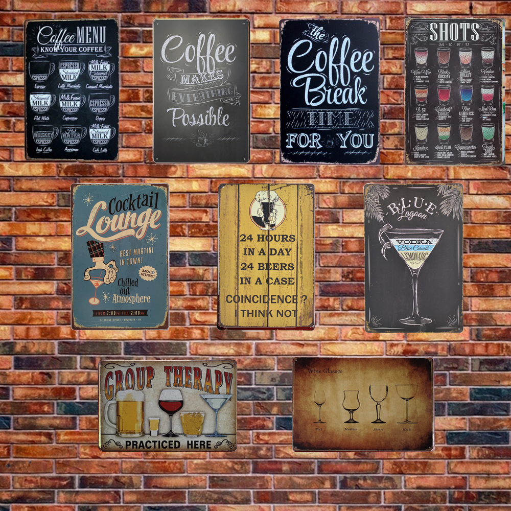 Cool Rectangle Pub Home Decor Wall Art Drink Beverage Poster Metal Tin Plate Retro Sign Vintage Plaque Coffee Menu Board