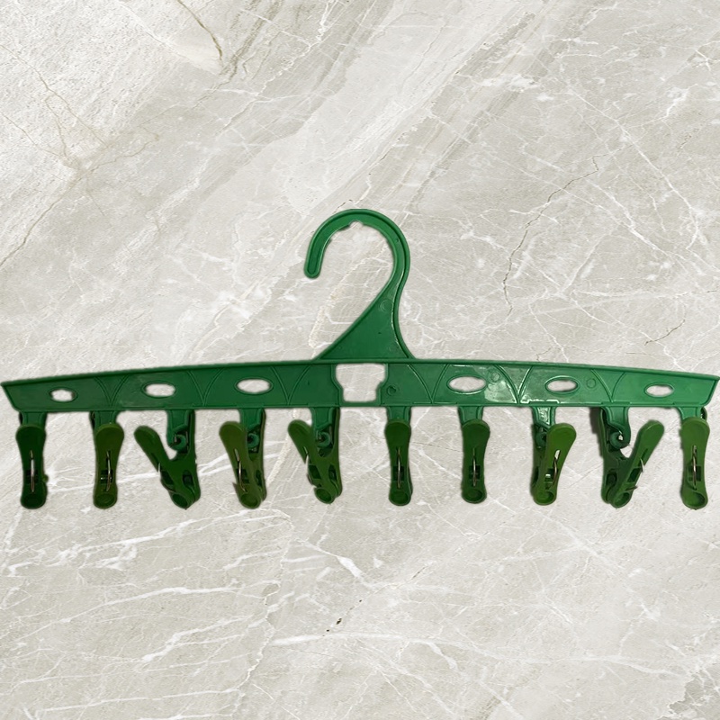 Plastic Hanger with 10 Clips Clothes Pins Spring Clips Pin Sipit Hanger Underwear Socks