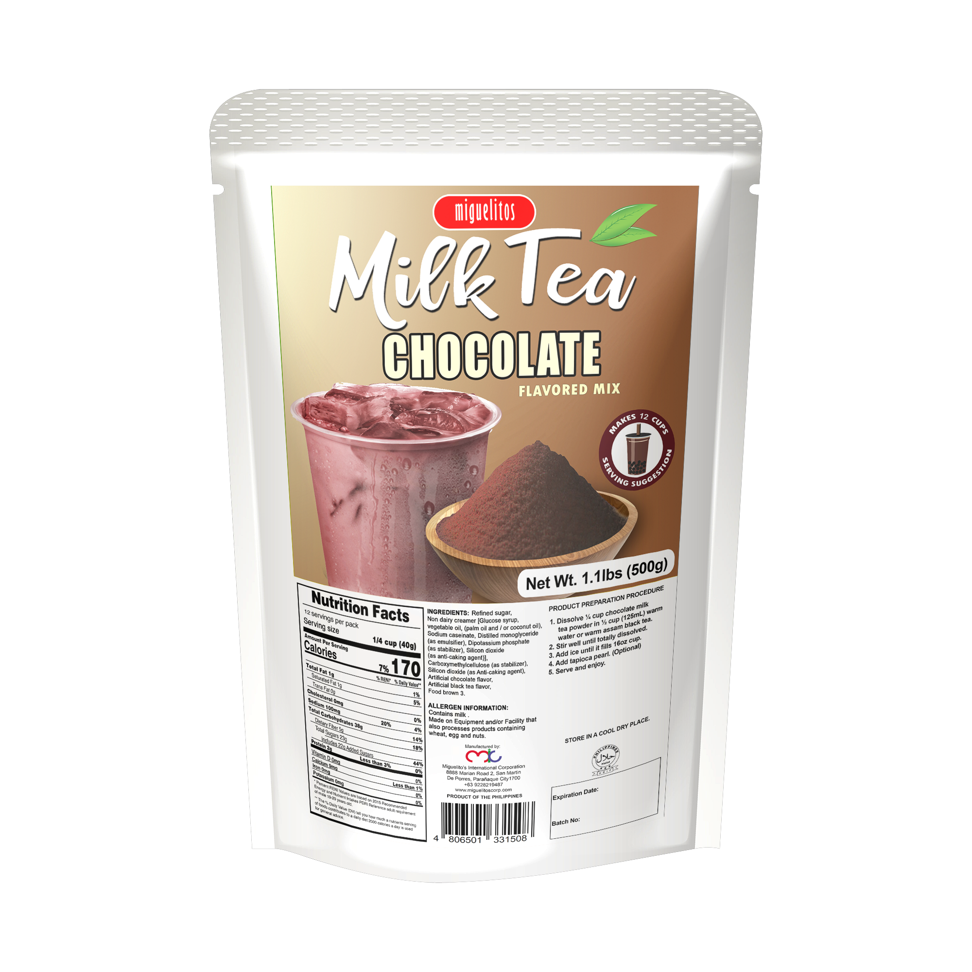 Chocolate Milk Tea 500g Instant Powdered Milk Tea Drink Lazada PH