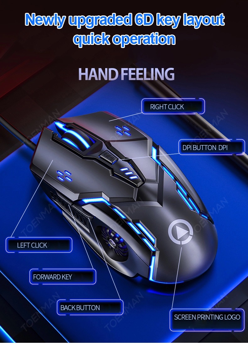 Affordable Gaming Mouse Wired Professional Light Mouse LED Backlight 6D